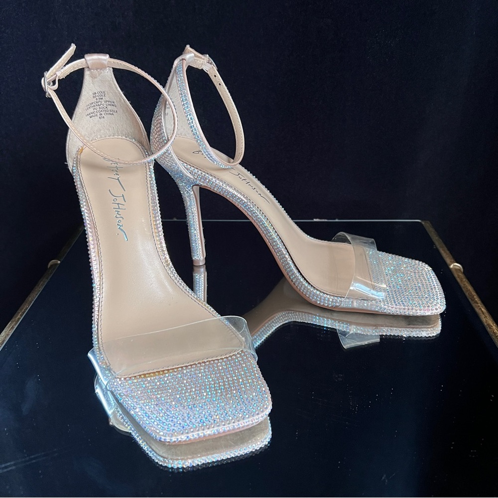 Betsey Johnson Rhinestone Clear Strap D’Orsay Heels